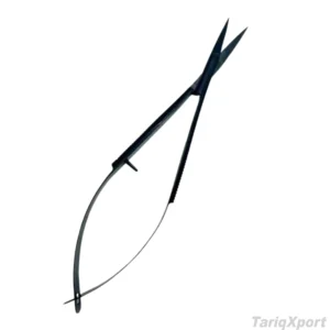 TARIQXPORT Black Stainless Steel Straight Blade Manual Spring Scissors Sharp Tip Right-Handed Eyebrow Cuticle Care