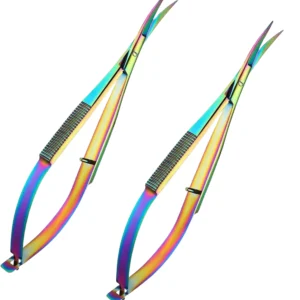 Professional Embroidery Sewing Stainless Steel Spring Action Straight Eyebrow Scissors Sharp Comfortable Handle for Beauty Salon
