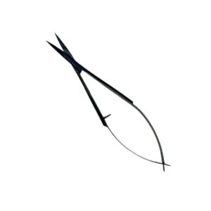 TARIQXPORT Black Stainless Steel Straight Blade Manual Spring Scissors Sharp Tip Right-Handed Eyebrow Cuticle Care
