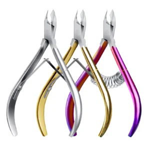 Professional Curved Stainless Steel Nail Cuticle Scissors Clippers Wide Jaw Opening Durable Sharp Blade for Finger/Toe Pedicure