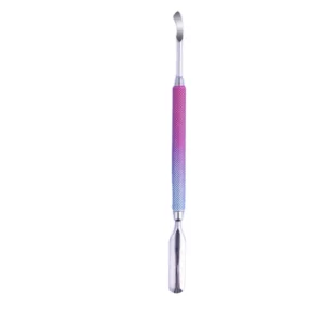 Professional Durable Lightweight Matte Finish Stainless Steel Square Cuticle Nail Pusher Manicure Anti-Slip Handle Double-Use