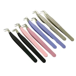 Professional TARIQXPORT TX-ET-118 Eyebrow Tweezers Stainless Steel 90 Serrated Fiber Tip Anti-Slip Grip Custom Logo Salon Use