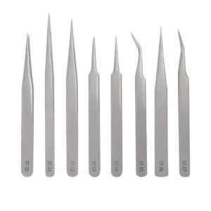 Professional Eyelash Extension Tweezers Stainless Steel Precision Anti-Static/Anti-Magnetic 10mm Smooth Tip Volume Lash Salon