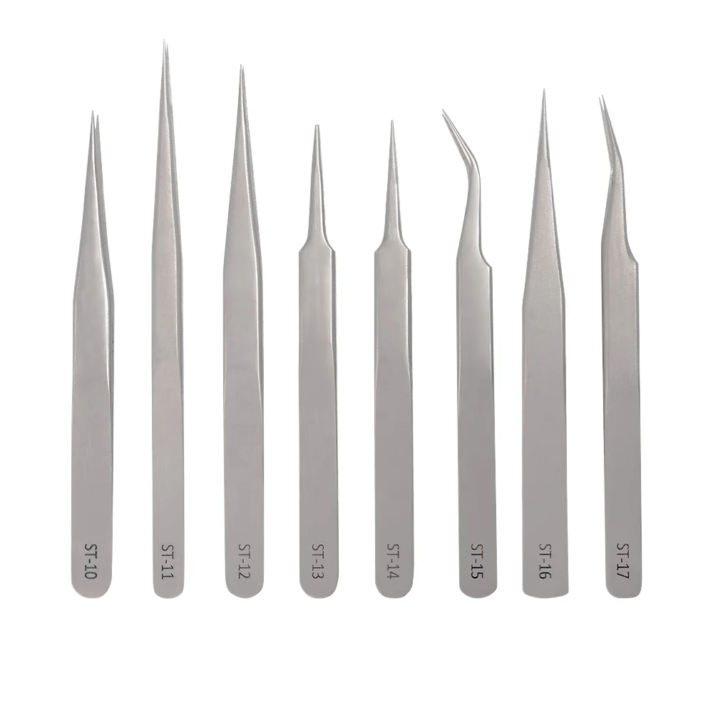 Professional Eyelash Extension Tweezers Stainless Steel Precision Anti-Static/Anti-Magnetic 10mm Smooth Tip Volume Lash Salon