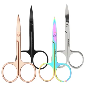 Professional Eyebrow Scissors Stainless Steel Curved Sharp Tip Beauty Makeup Trimming Scissor Tools for Salon & Personal Use