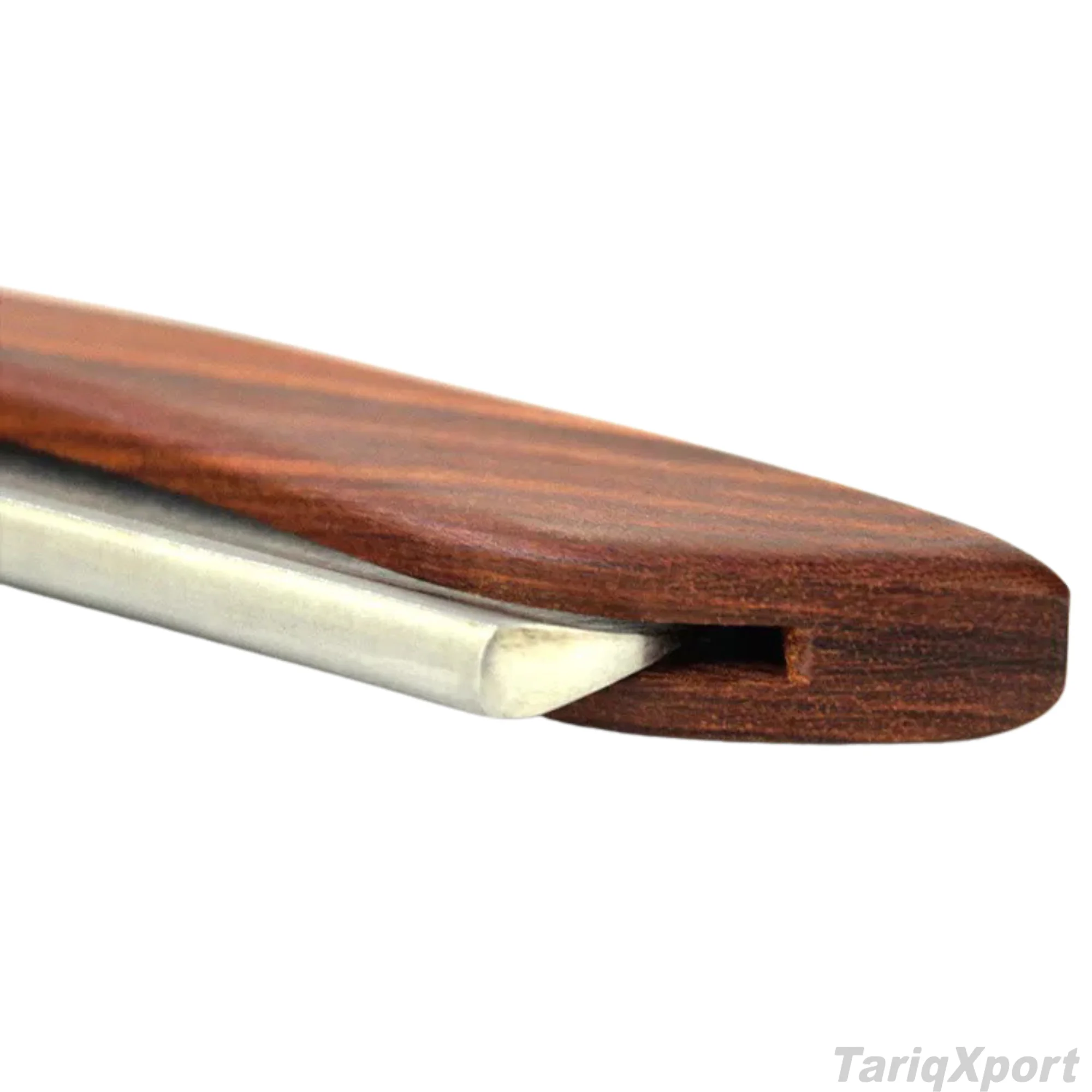 Professional Solid Stainless Steel Shaving Razor Custom Logo Barber Cut Throat Wooden Handle Single Blade Non-Disposable for Men - Image 3