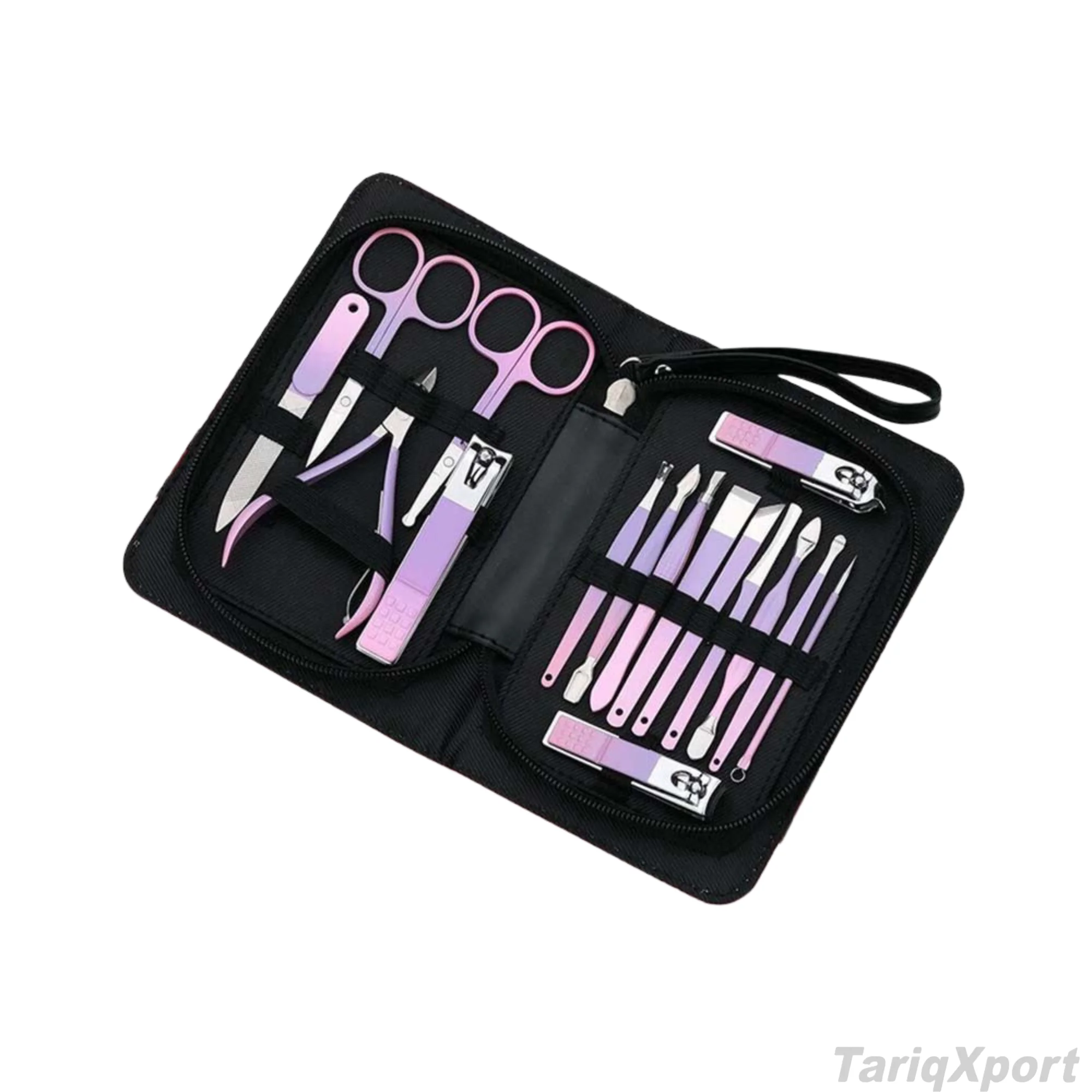 Professional Manicure Kit With Stainless Steel Tools Portable Leather Case 18 In 1 Nail Care Set For Adults - Image 3