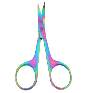 Multi Color Professional Small Stainless Steel Nail Scissors for Beauty Makeup Eyebrow Trimming with Sharp Straight Blades Logo
