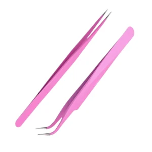 Professional Stainless Steel Durable Fine Eyelash Tweezer with Smooth Serrated Tip for Salon Use Customizable