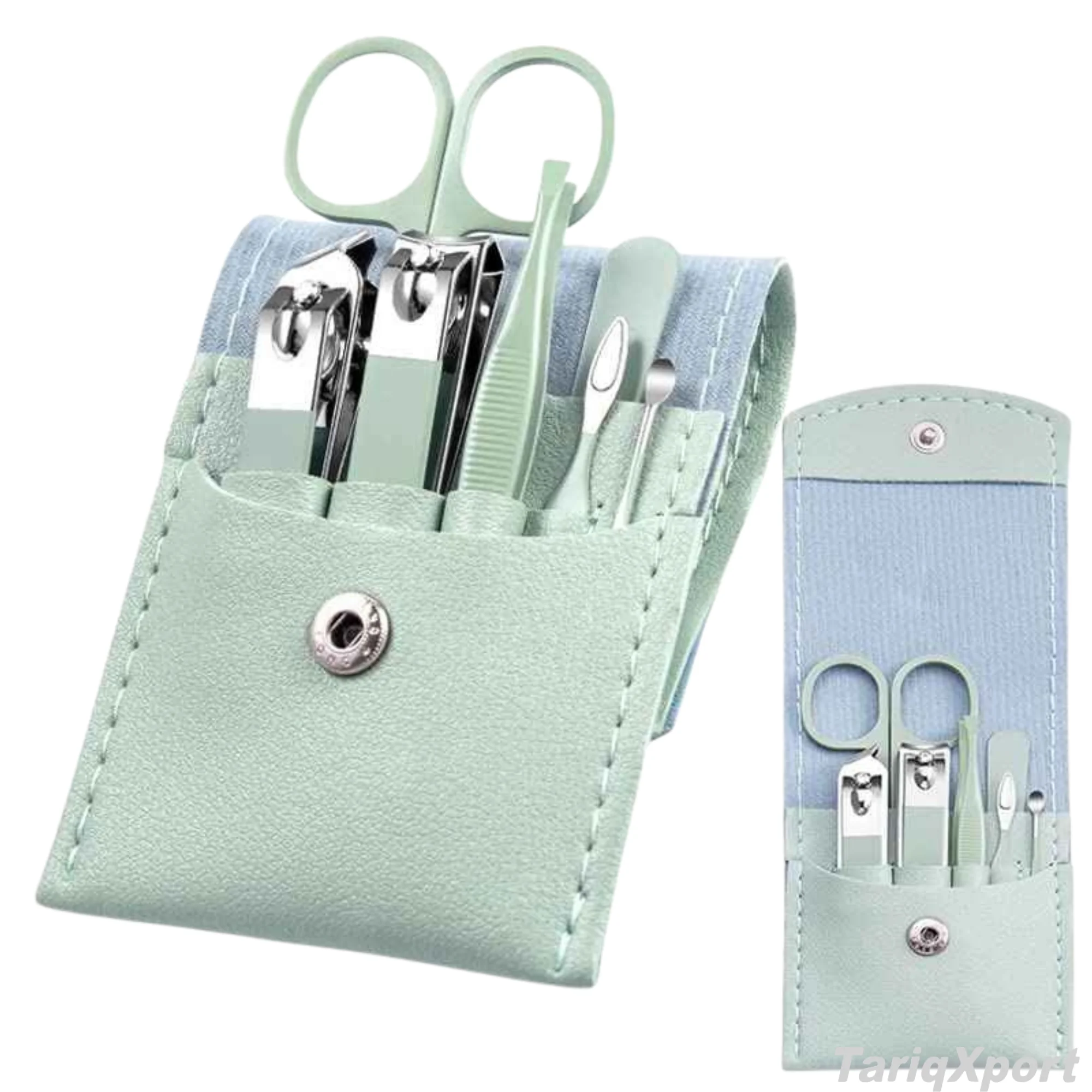 5 In 1 Nail Kit Stainless Steel Manicure Set With Clipper Scissors Tweezers Portable Bag Classic Style For Adults - Image 6