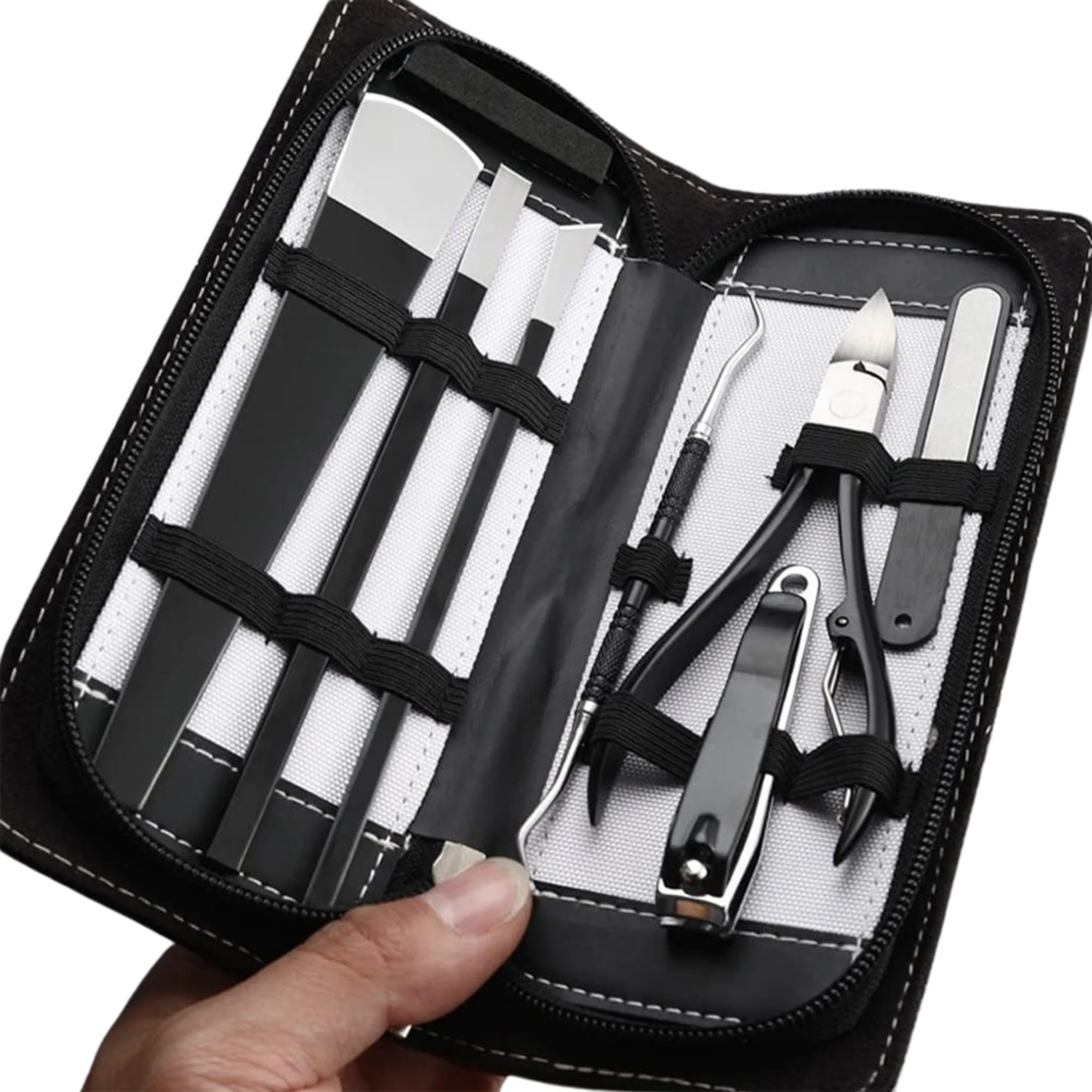Professional Manicure Nail Kit Stainless Steel Portable Set with Clipper File Scissors in Black Bag with Costum Logo