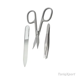 Stainless Steel Nail Kit with Scissor Tweezers Nail File Portable Manicure Set in Leather Case Classic Style for Adult