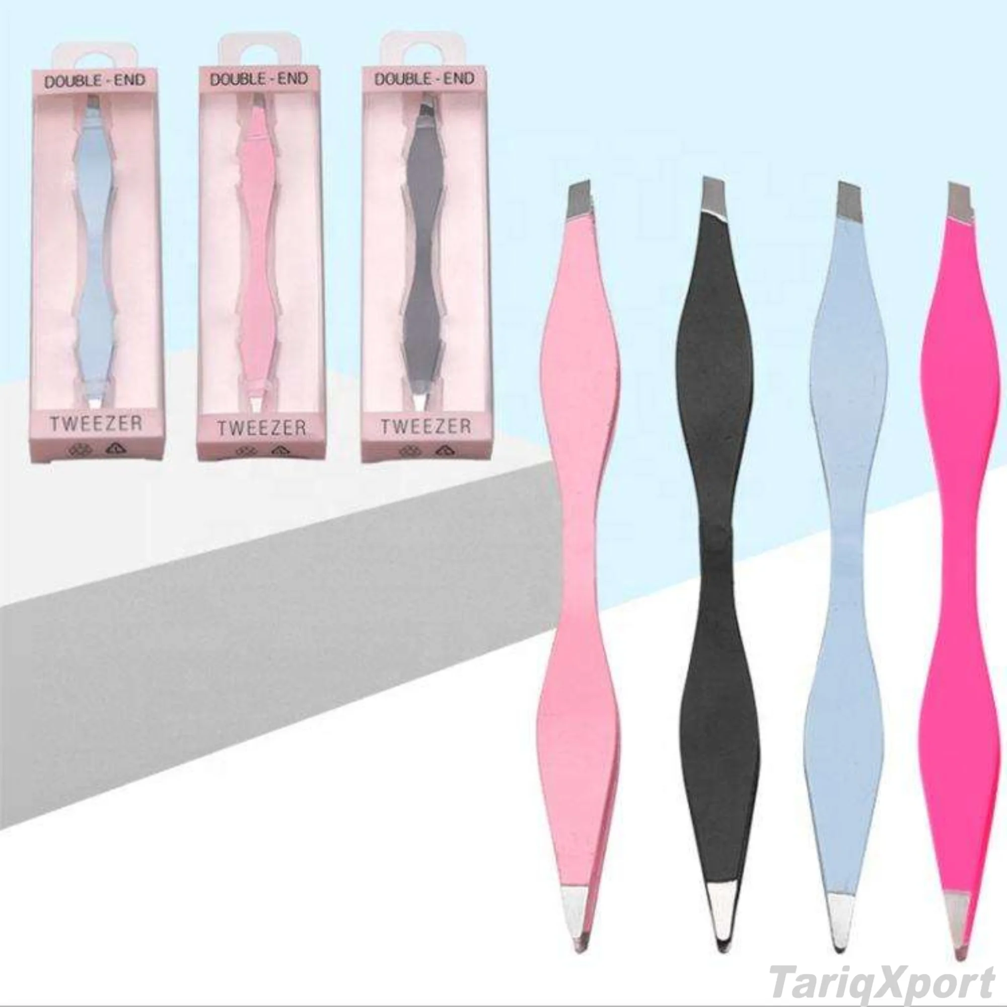 Double-End Pointed Tip Eyebrow Tweezer Pink Plastic Comfortable Handle Modern Style Double Sided Tweerzer - Image 5
