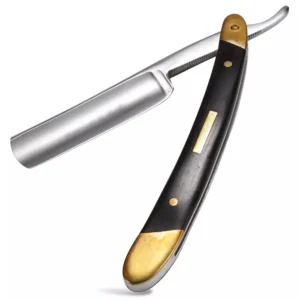 Professional Stainless Steel Barber Shaving Razor Wood Handle Single Ring Design Black Powder Coating Custom Logo Face Body Men