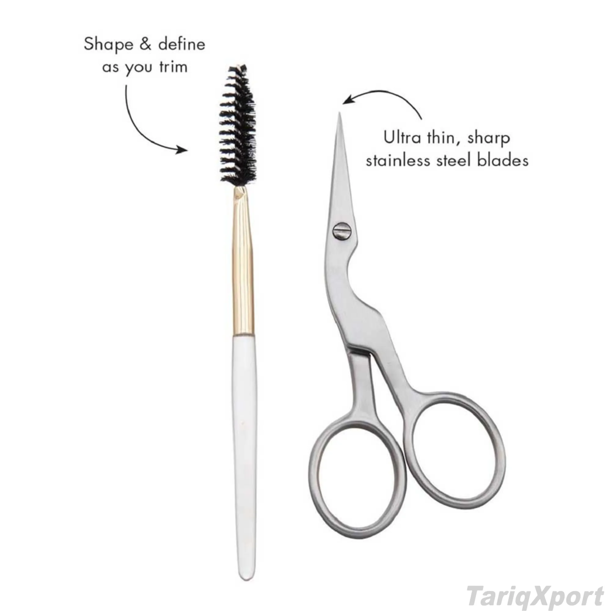 TariqXport Stainless Steel Eyebrow Scissors Pointed Tip-Anti-static Comfortable Handle Reusable Eco-Friendly Scissors - Image 3