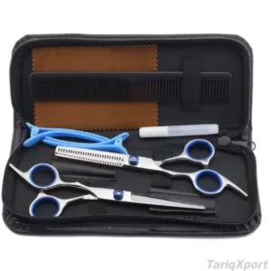High Quality Stainless Steel Sharp Barber Thinning Shears Kit 6Pcs Titanium-Coated Leather Zipper Case