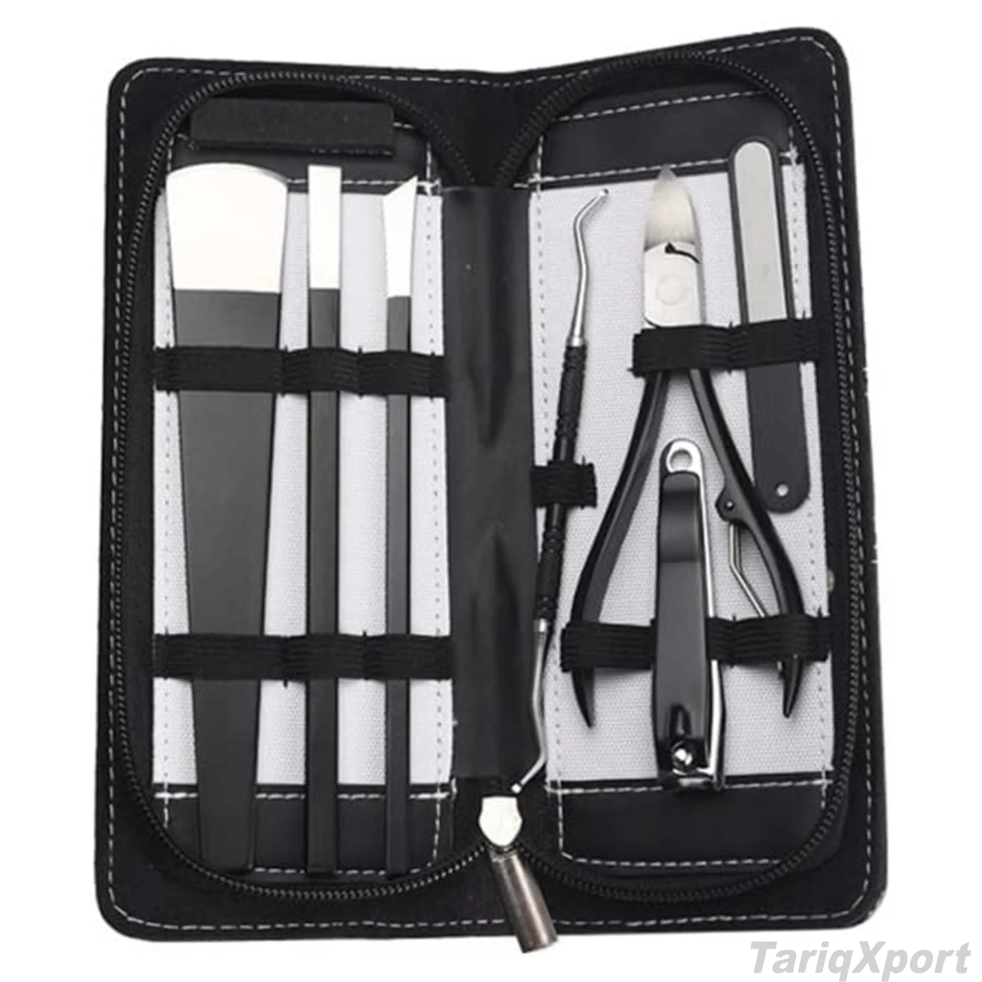 Professional Manicure Nail Kit Stainless Steel Portable Set with Clipper File Scissors in Black Bag with Costum Logo - Image 5