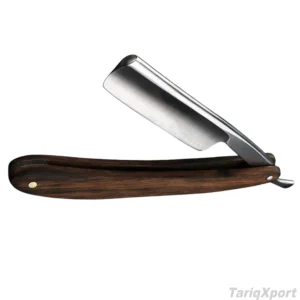 High Quality Disposable Straight Edge Single Blade Barber Razor with Stainless Steel Blade and Wooden Handle for Face & Body Use