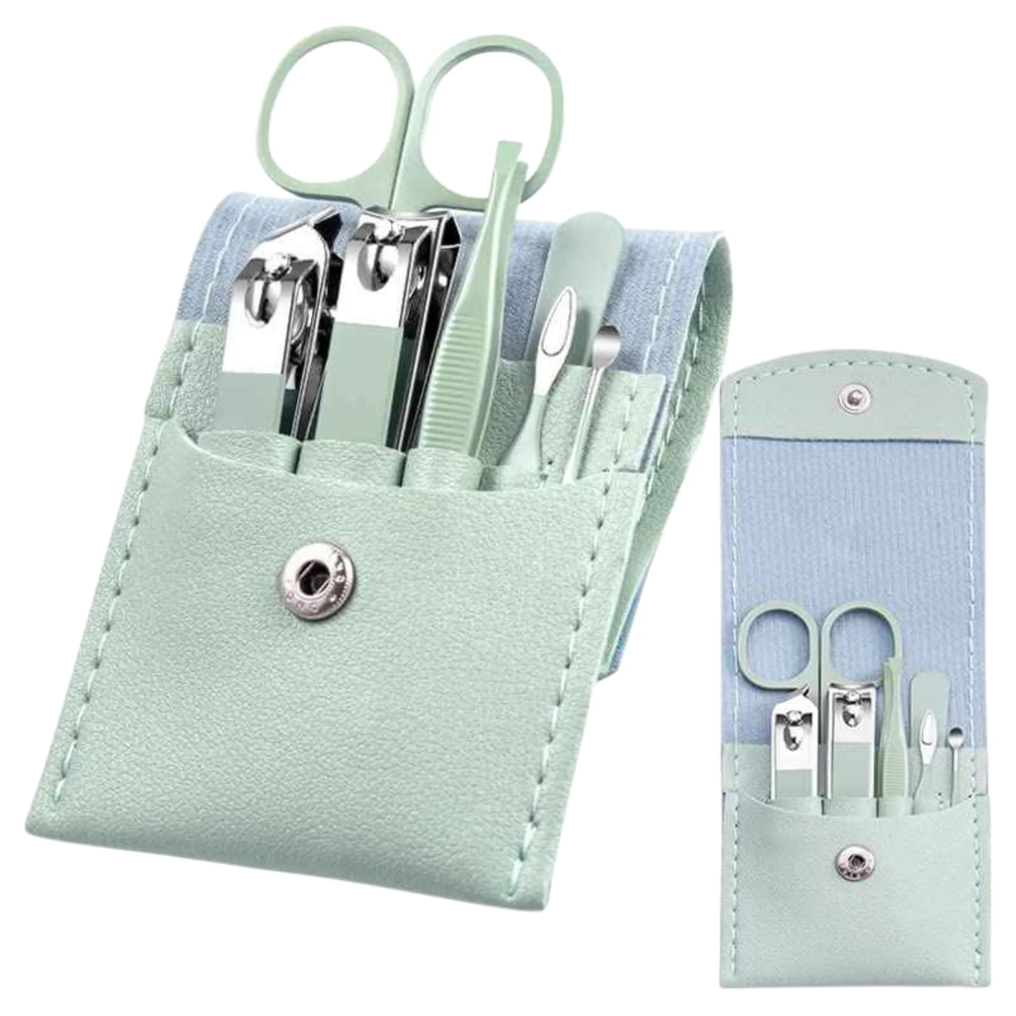 5 In 1 Nail Kit Stainless Steel Manicure Set With Clipper Scissors Tweezers Portable Bag Classic Style For Adults