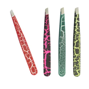 Professional Pointed Stainless Steel Serrated Tip Comfortable Handle Custom Logo Mini Eyebrow Eyelash Tweezers Nipper Makeup