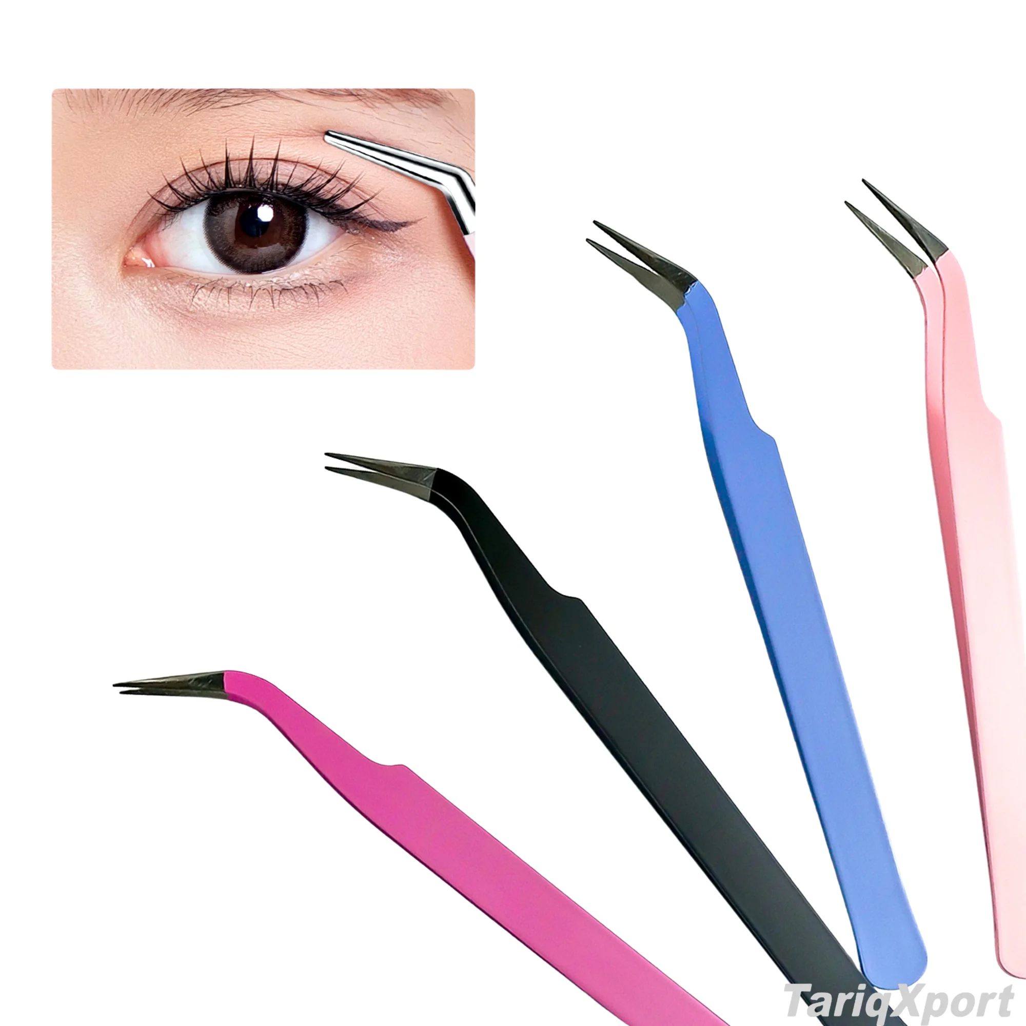 Wholesale False Eyelash Clips for Strip Lashes Custom Logo Cluster Lash Tweezers Private Label Lash Applicator Tools - Image 5