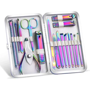 Premium Professional 10 in 1 Stainless Steel Nail Kit Case Portable Manicure Tools Reusable for Adults & Teen Classic Style