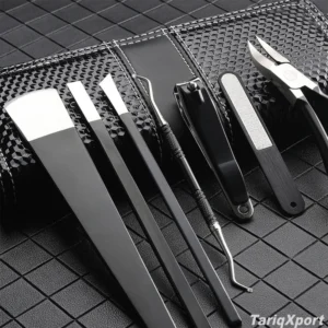 Professional Manicure Nail Kit Stainless Steel Portable Set with Clipper File Scissors in Black Bag with Costum Logo
