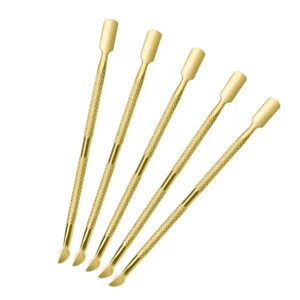 Pedicure Manicure Tools Nail File Dead Skin Push Cuticle Remover Cuticle Pusher Gold Stainless Steel Set Double-Use Non-Slip