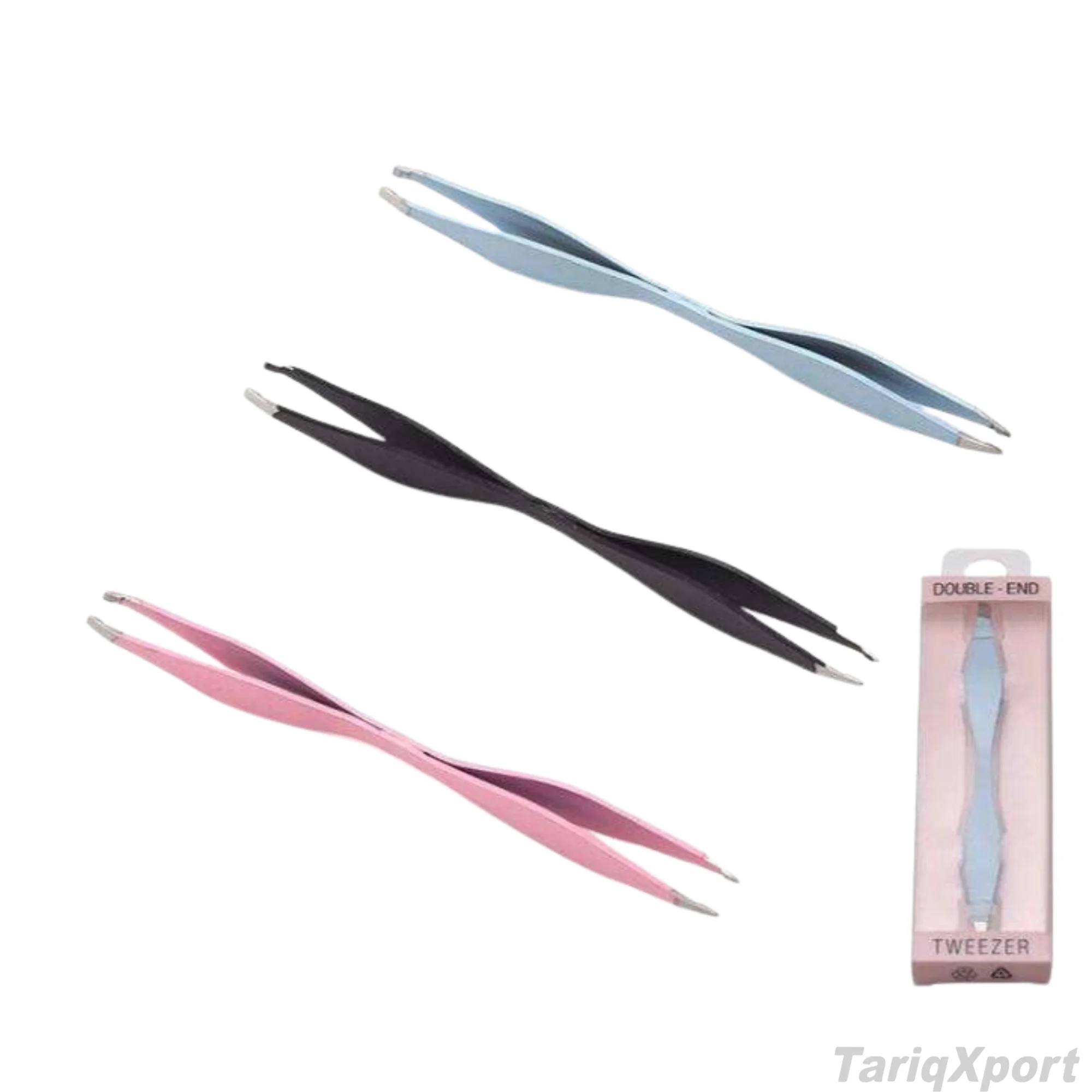 Double-End Pointed Tip Eyebrow Tweezer Pink Plastic Comfortable Handle Modern Style Double Sided Tweerzer - Image 4