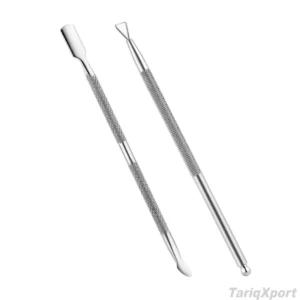 ODM Professional High Quality Stainless Steel Double Ended Reusable Comfortable Handle Nail Cuticle Pusher Manicure Set Box