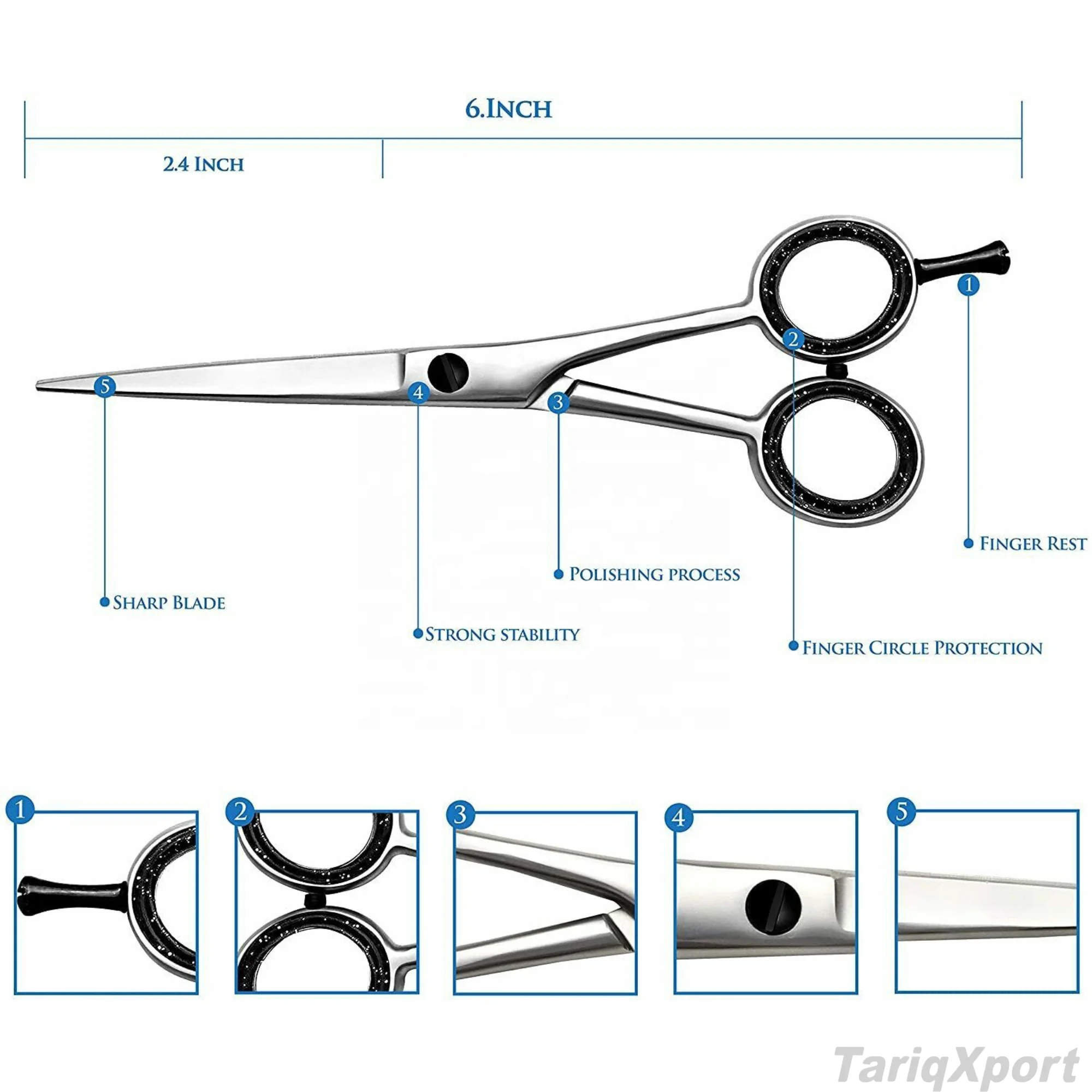 Professional Grade Stainless Steel 4Cr13 Foldable Lightweight Hairdressing Barber Scissors Razor Sharp Customized Logo - Image 5