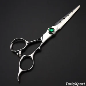 Professional Beauty Salon Hair Scissors Emerald Stainless Steel Straight Cutting Barbers Thinning Shears