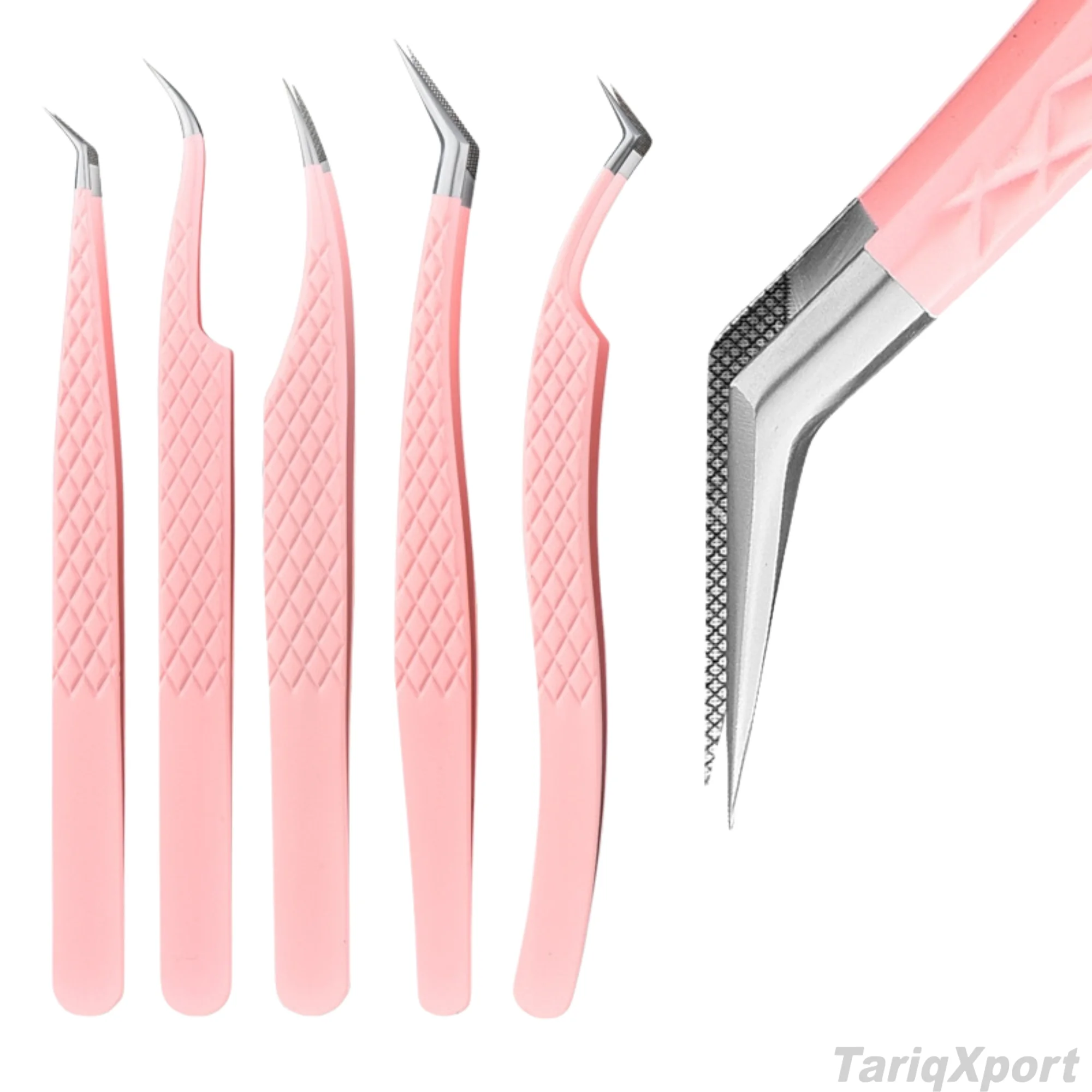 Anti-slip Professional Eyelash Extension Tweezers Stainless Steel Curved Tip Lashes Comfortable Handle Custom Logo - Image 4