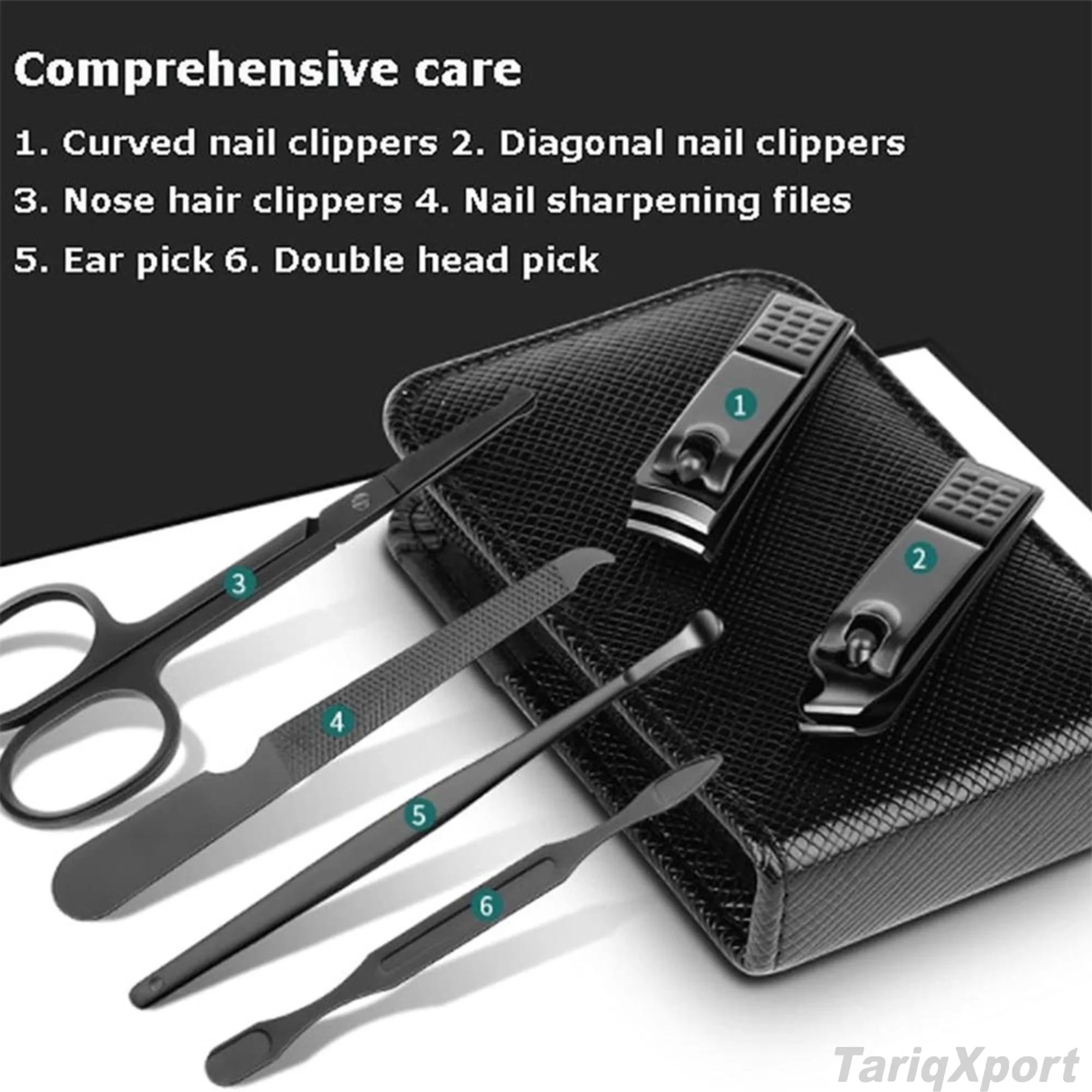 Premium Six Piece Nail Care Set Stainless Steel Manicure Kit Portable Case Classic Style for Adult & Teen Custom Logo Single - Image 6