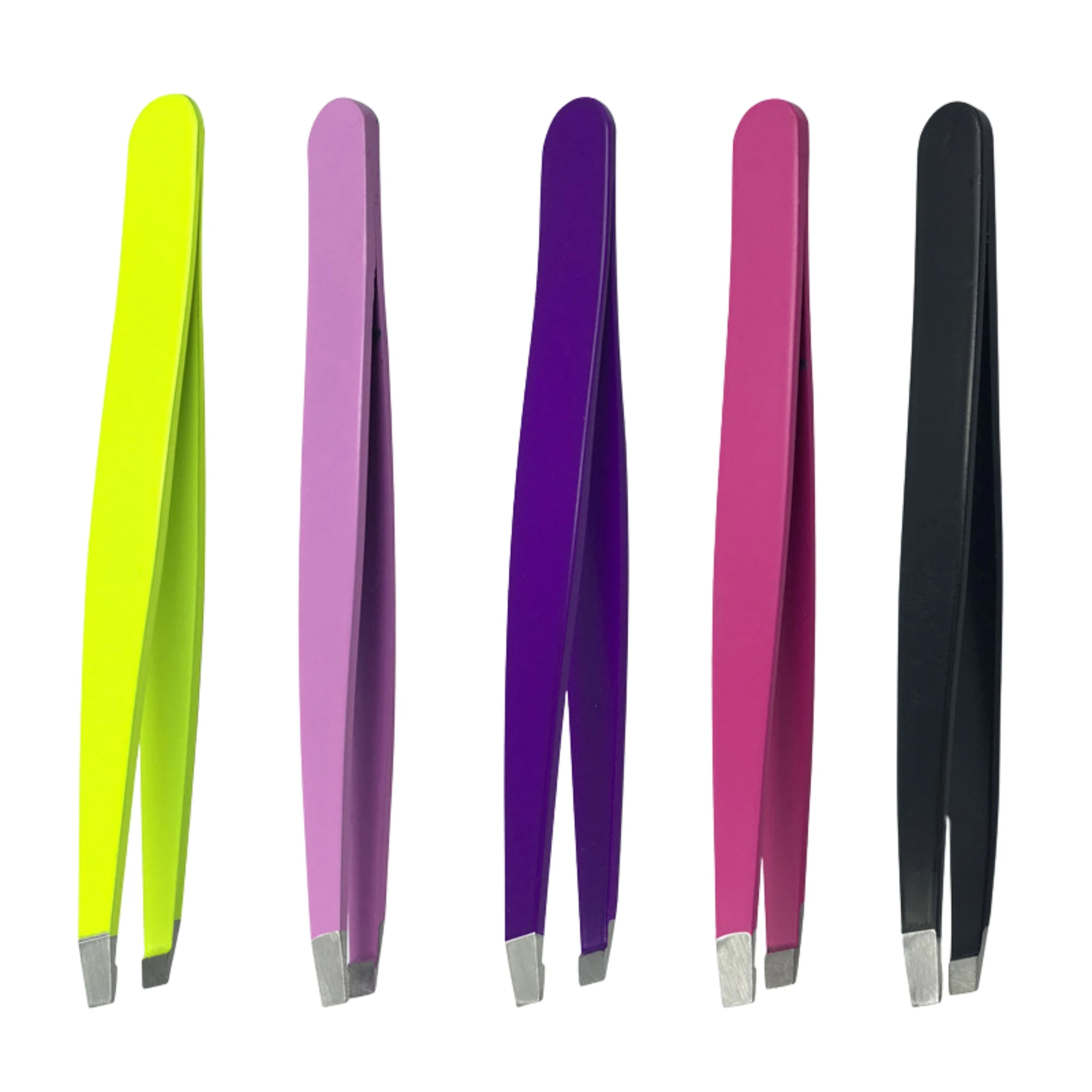 Professional Wholesale Stainless Steel Eyebrow Tweezer Precision Slant Tip Private Label Eyelash Tweezer Custom Logo Beauty Tool