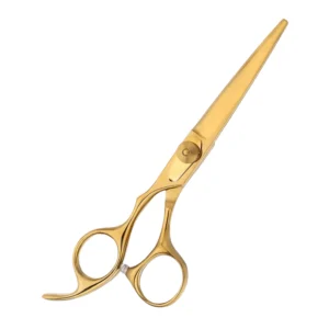 Professional Beauty Barber Scissors 4Cr13 Gold Plated Sharp Blade Tips Stainless Steel Lightweight Foldable Right-Handed Cutting