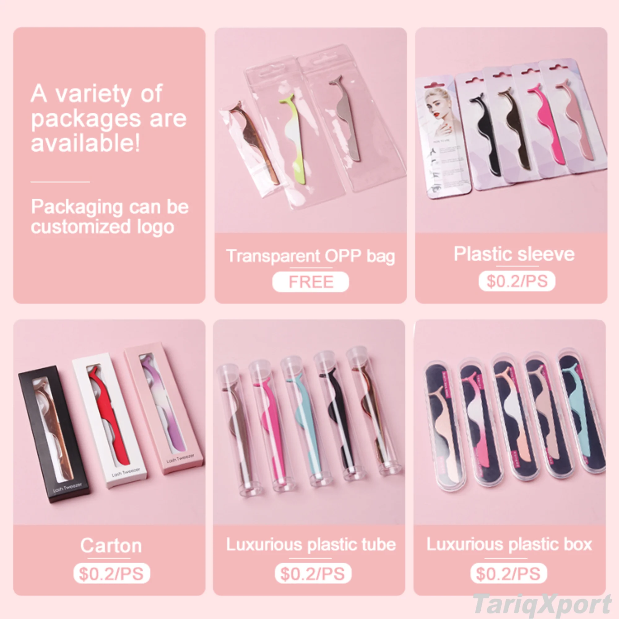 Wholesale Professional Stainless Steel Eyelash Applicator Tool Plastic Lash Tweezers False Eyelashes Tweezers - Image 4
