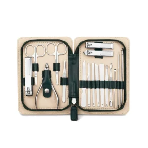 High Quality 17-Piece Stainless Steel Manicure Pedicure Kit with 5-in-1 Nail Clipper in Portable Case for Adults