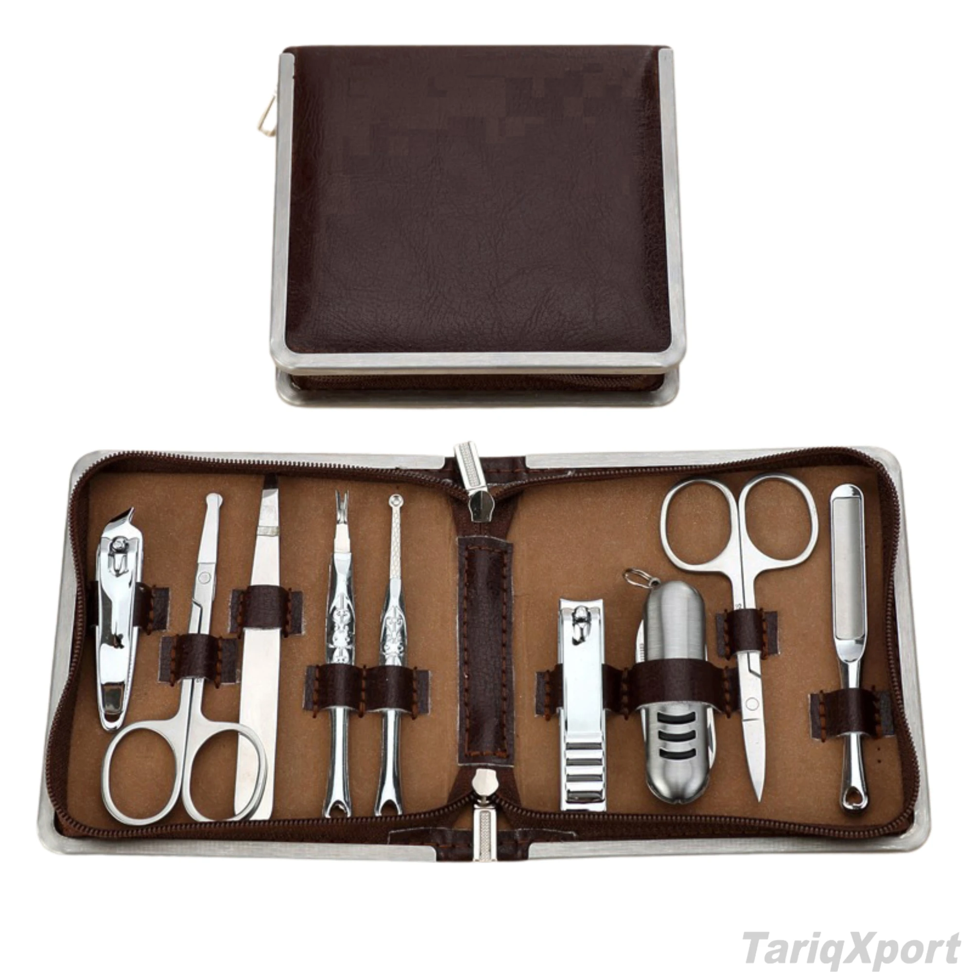 9 Pcs Professional Manicure Pedicure Kit 5 in 1 7 1 Luxurious Stainless Steel Nail Cutter Cuticle Clippers Custom Packaging Case - Image 3