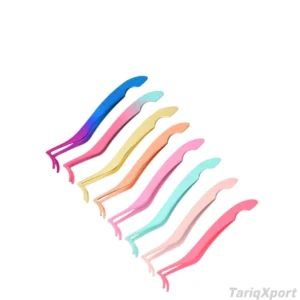 Professional Wide Tip Private Label False Eyelashes Tweezers Rose Gold Stainless Steel Eyelash Applicator for Salon
