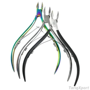 Professional Stainless Steel Straight Blade Cuticle Nail Scissors & Nipper Wide Jaw Opening for Manicure Pedicure Thick Nails