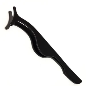 Black Stainless Steel Eyelash Tweezers with Pointed Tip for False Lashes and Mascara Application