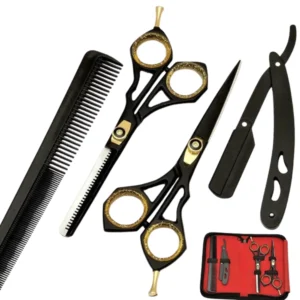 Black Color Coated Foldable Barber Razor Professional Hair Dressing Thinning Scissors Lightweight Stainless Steel Handle