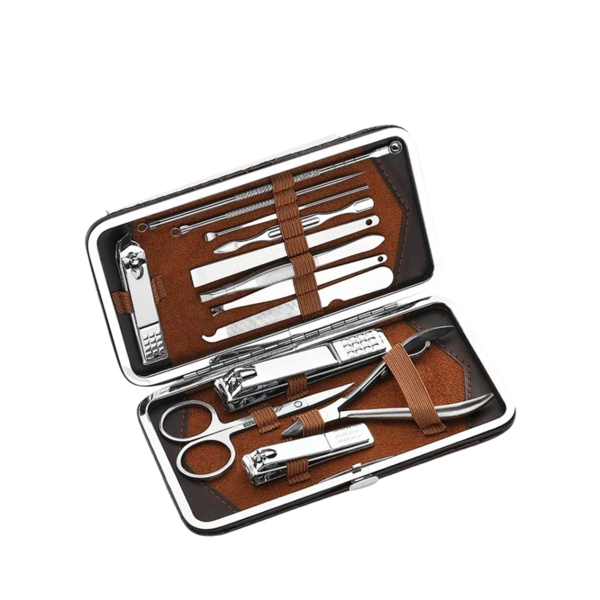 Professional Luxurious Stainless Steel Manicure Pedicure Kit Comfortable Handle 7 1 Tools Nail Cutter Cuticle Single Case Custom