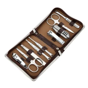 9 Pcs Professional Manicure Pedicure Kit 5 in 1 7 1 Luxurious Stainless Steel Nail Cutter Cuticle Clippers Custom Packaging Case