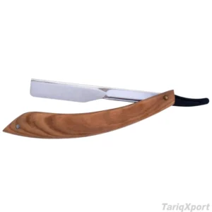 Professional Foldable Men’s Straight Razor Wood Handle Black Stainless Steel Blade Custom Logo Option Barbershop Shaving Body