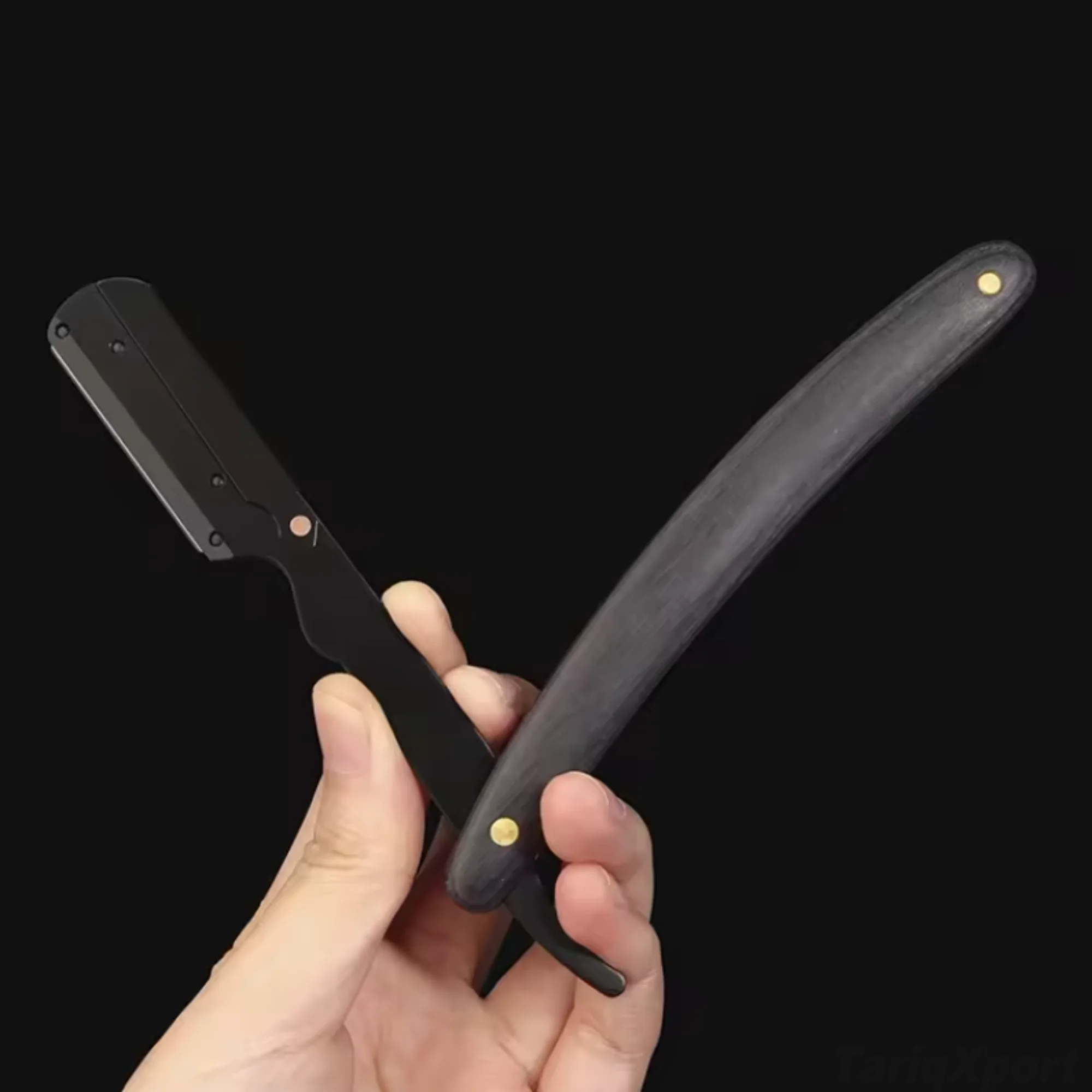 Professional Straight Edge Stainless Steel Sharp Barber Razor Folding Shaving Trimmer Manual Shaver Face Body Wood Single Blade - Image 5