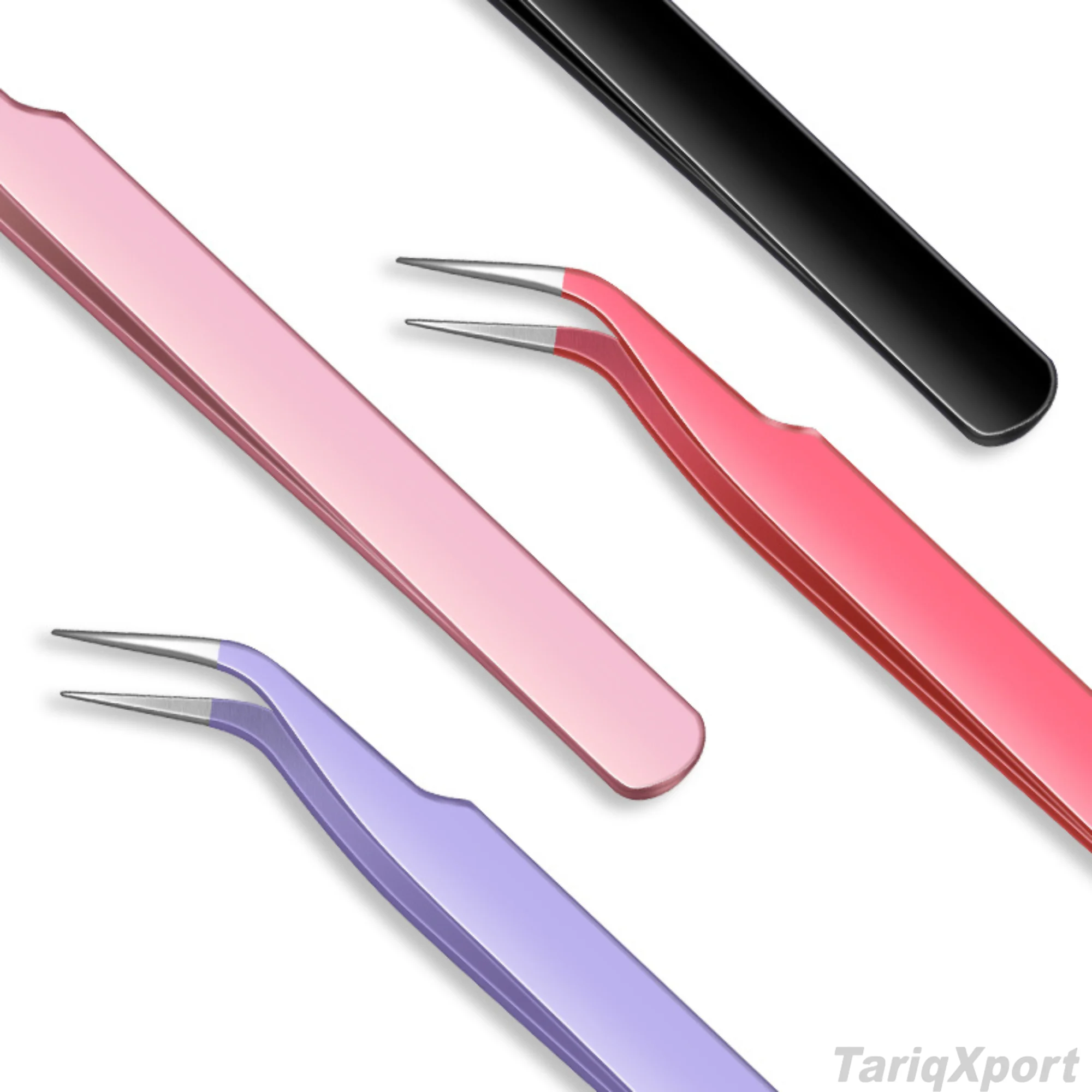 Precision Stainless Steel Eyelash Tweezers Smooth Tip Pointed For Eyelash Extension Purple Pink Red Black Colors - Image 4