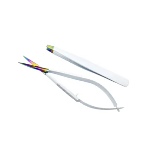 Wholesale White Eyebrow Tweezers & Eyebrow Scissors Stainless Steel Slanted Tip Scissors for Eyelash Spring Grooming Tool
