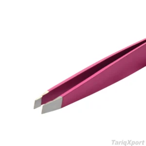 Wholesale Stainless Steel Eyelash Extension Tweezers Private Label Eyebrow Tweezers Slanted Tip Makeup Tool